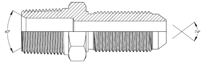 NPTF male x JIC male Bulkhead - ONLY Drawing