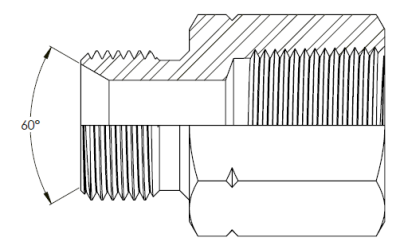 METRIC male x NPTF fixed female extended Drawing