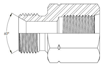 METRIC male x SORB fixed female extended Drawing